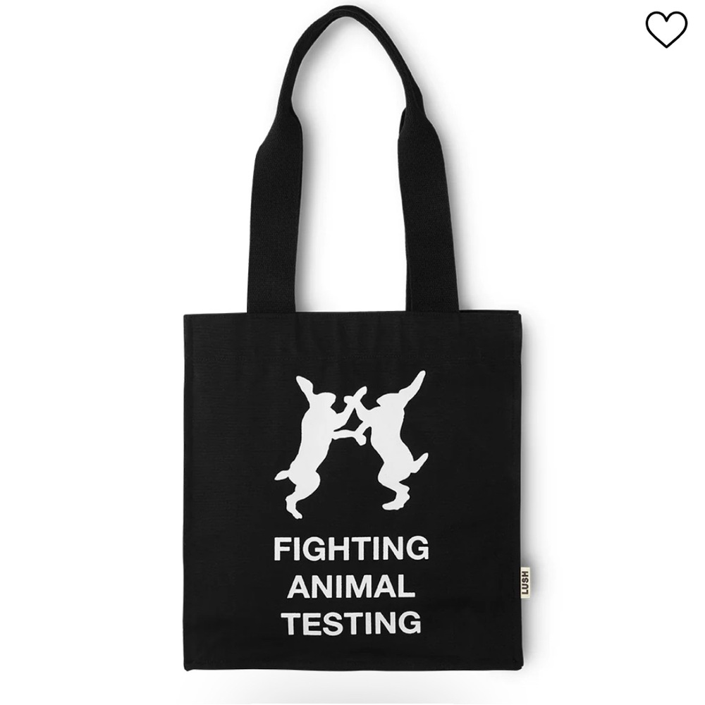 ♣️LUSH- Fighting Animal Testing Black Tote Bag, NWOT